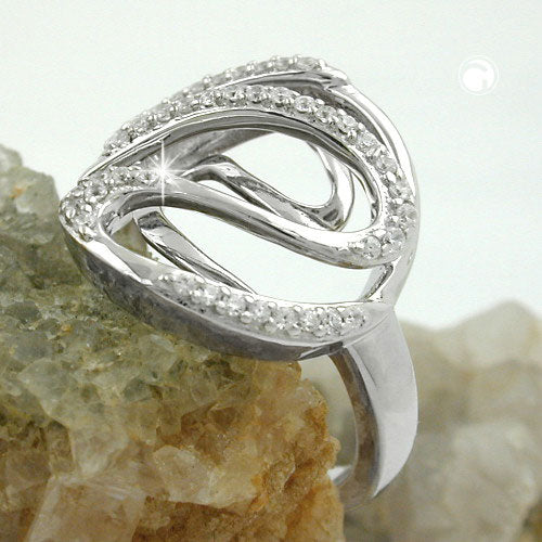 Ring 20 mm med mange zirkonier skinnende rhodiumbelagt sølv 925