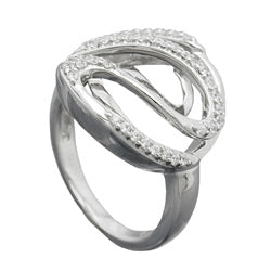 Ring 20 mm med mange zirkonier skinnende rhodiumbelagt sølv 925