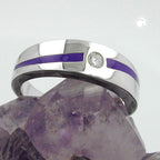Ring 6 mm lilla lakindlæg zirkonia hvid skinnende rhodiumbelagt sølv 925