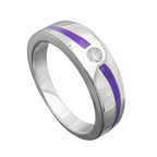 Ring 6 mm lilla lakindlæg zirkonia hvid skinnende rhodiumbelagt sølv 925