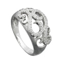 Ring 11 mm blomster med mange zirkoniaer skinnende rhodiumbelagt sølv 925