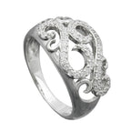 Ring 11 mm blomster med mange zirkoniaer skinnende rhodiumbelagt sølv 925