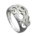 Ring 11 mm blomster med mange zirkoniaer skinnende rhodiumbelagt sølv 925