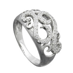 Ring 11 mm blomster med mange zirkoniaer skinnende rhodiumbelagt sølv 925