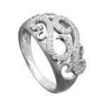 Ring 11 mm blomster med mange zirkoniaer skinnende rhodiumbelagt sølv 925