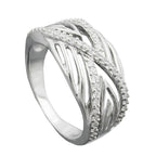 Ring 11 mm med mange zirkonier skinnende rhodiumbelagt sølv 925