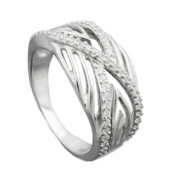 Ring 11 mm med mange zirkonier skinnende rhodiumbelagt sølv 925