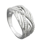Ring 11 mm med mange zirkonier skinnende rhodiumbelagt sølv 925