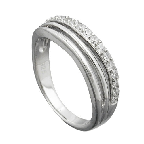 Ring 6 mm med zirkoniaer skinnende rhodiumbelagt sølv 925