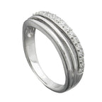 Ring 6 mm med zirkoniaer skinnende rhodiumbelagt sølv 925