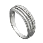 Ring 6 mm med zirkoniaer skinnende rhodiumbelagt sølv 925