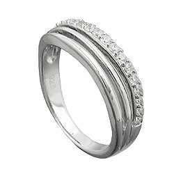 Ring 6 mm med zirkoniaer skinnende rhodiumbelagt sølv 925