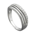Ring 6 mm med zirkoniaer skinnende rhodiumbelagt sølv 925