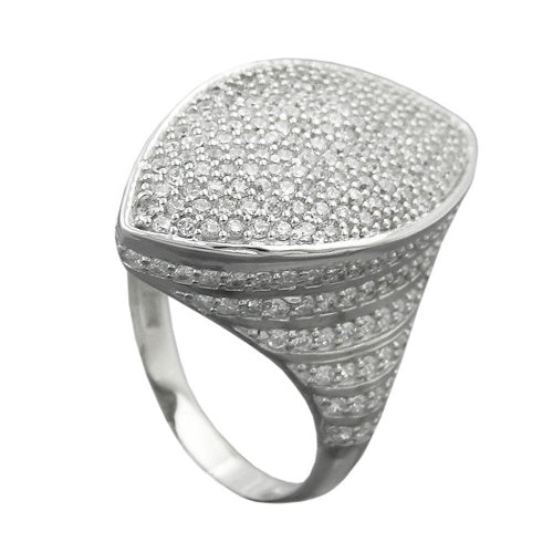 Ring 23x11mm med mange zirkonia-rhodiumbelagte sølv 925 ring størrelse 62