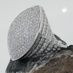 Ring 23x11mm med mange zirkonia-rhodiumbelagte sølv 925 ring størrelse 62