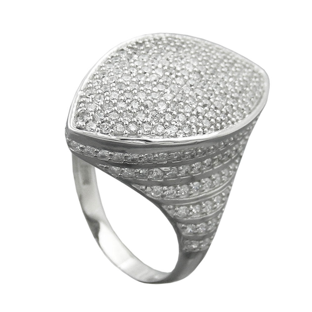 Ring 23x11mm med mange zirkonia-rhodiumbelagte sølv 925 ring størrelse 62