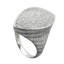 Ring 23x11mm med mange zirkonia-rhodiumbelagte sølv 925 ring størrelse 62