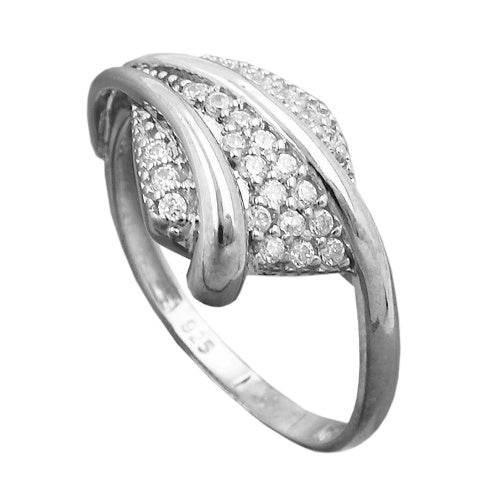 Ring 11 mm med mange zirkonier skinnende rhodiumbelagt sølv 925
