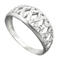 Ring 9mm mønster Stanset Skinnende Diamant Rhodium Sølvbelagt 925