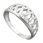 Ring 9mm mønster Stanset Skinnende Diamant Rhodium Sølvbelagt 925
