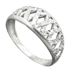 Ring 9mm mønster Stanset Skinnende Diamant Rhodium Sølvbelagt 925
