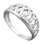 Ring 9mm mønster Stanset Skinnende Diamant Rhodium Sølvbelagt 925