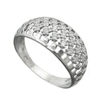 Ring 9 mm med mange zirkoniaer skinnende rhodiumbelagt sølv 925