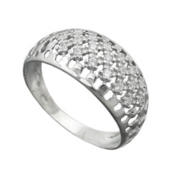 Ring 9 mm med mange zirkoniaer skinnende rhodiumbelagt sølv 925