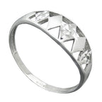 Ring 7 mm mønster udstanset mat skinnende diamant rhodium-belagt sølv 925