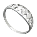 Ring 7 mm mønster udstanset mat skinnende diamant rhodium-belagt sølv 925