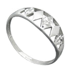 Ring 7 mm mønster udstanset mat skinnende diamant rhodium-belagt sølv 925