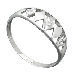 Ring 7 mm mønster udstanset mat skinnende diamant rhodium-belagt sølv 925