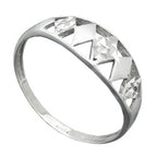 Ring 7 mm mønster udstanset mat skinnende diamant rhodium-belagt sølv 925
