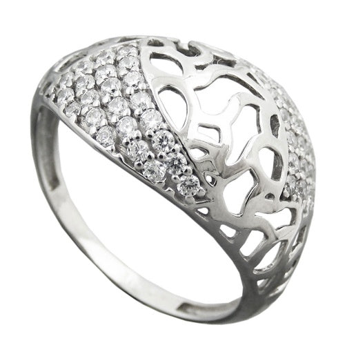 Ring 13 mm med mange kubiske zirkoniaer skinnende sølv 925