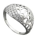 Ring 13 mm med mange kubiske zirkoniaer skinnende sølv 925