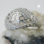 Ring 13 mm med mange kubiske zirkoniaer skinnende sølv 925