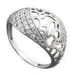 Ring 13 mm med mange kubiske zirkoniaer skinnende sølv 925
