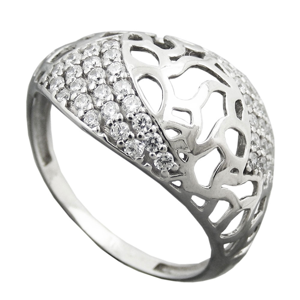 Ring 13 mm med mange kubiske zirkoniaer skinnende sølv 925