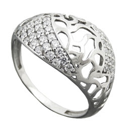 Ring 13 mm med mange kubiske zirkoniaer skinnende sølv 925
