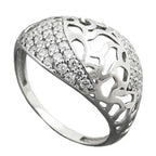 Ring 13 mm med mange kubiske zirkoniaer skinnende sølv 925