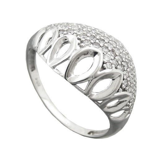 Ring 13 mm med mange zirkonier skinnende rhodiumbelagt sølv 925