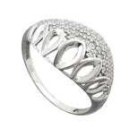 Ring 13 mm med mange zirkonier skinnende rhodiumbelagt sølv 925