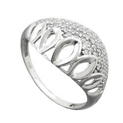 Ring 13 mm med mange zirkonier skinnende rhodiumbelagt sølv 925