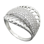 Ring 18 mm med mange kubiske zirkoniaer skinnende rhodiumbelagt sølv 925 ring størrelse 56