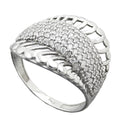 Ring 18 mm med mange kubiske zirkoniaer skinnende rhodiumbelagt sølv 925 ring størrelse 56