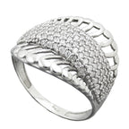 Ring 18 mm med mange kubiske zirkoniaer skinnende rhodiumbelagt sølv 925 ring størrelse 56
