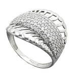 Ring 18 mm med mange kubiske zirkoniaer skinnende rhodiumbelagt sølv 925 ring størrelse 56