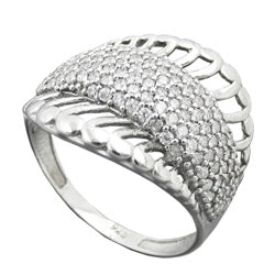 Ring 18 mm med mange kubiske zirkoniaer skinnende rhodiumbelagt sølv 925 ring størrelse 56