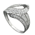 Ring 14 mm med mange kubiske zirkoniaer skinnende rhodiumbelagt sølv 925 ring størrelse 56