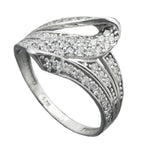Ring 14 mm med mange kubiske zirkoniaer skinnende rhodiumbelagt sølv 925 ring størrelse 56